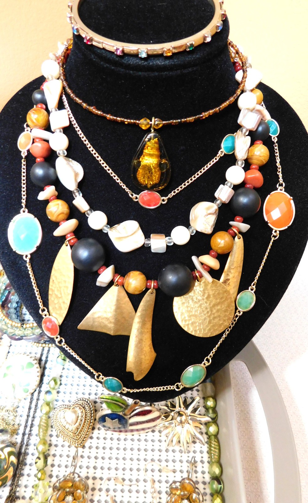 Vintage & Mod Boho Hippy Style Costume Jewelry Lot 35 Piece All Ready to Wear