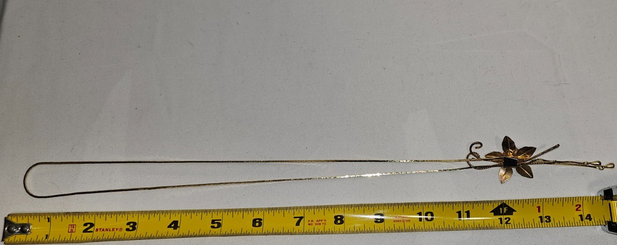 Vtg. Gold Tone Chain Flower Rose Lariat Bolo Pendant Slider Necklace 28″ Western