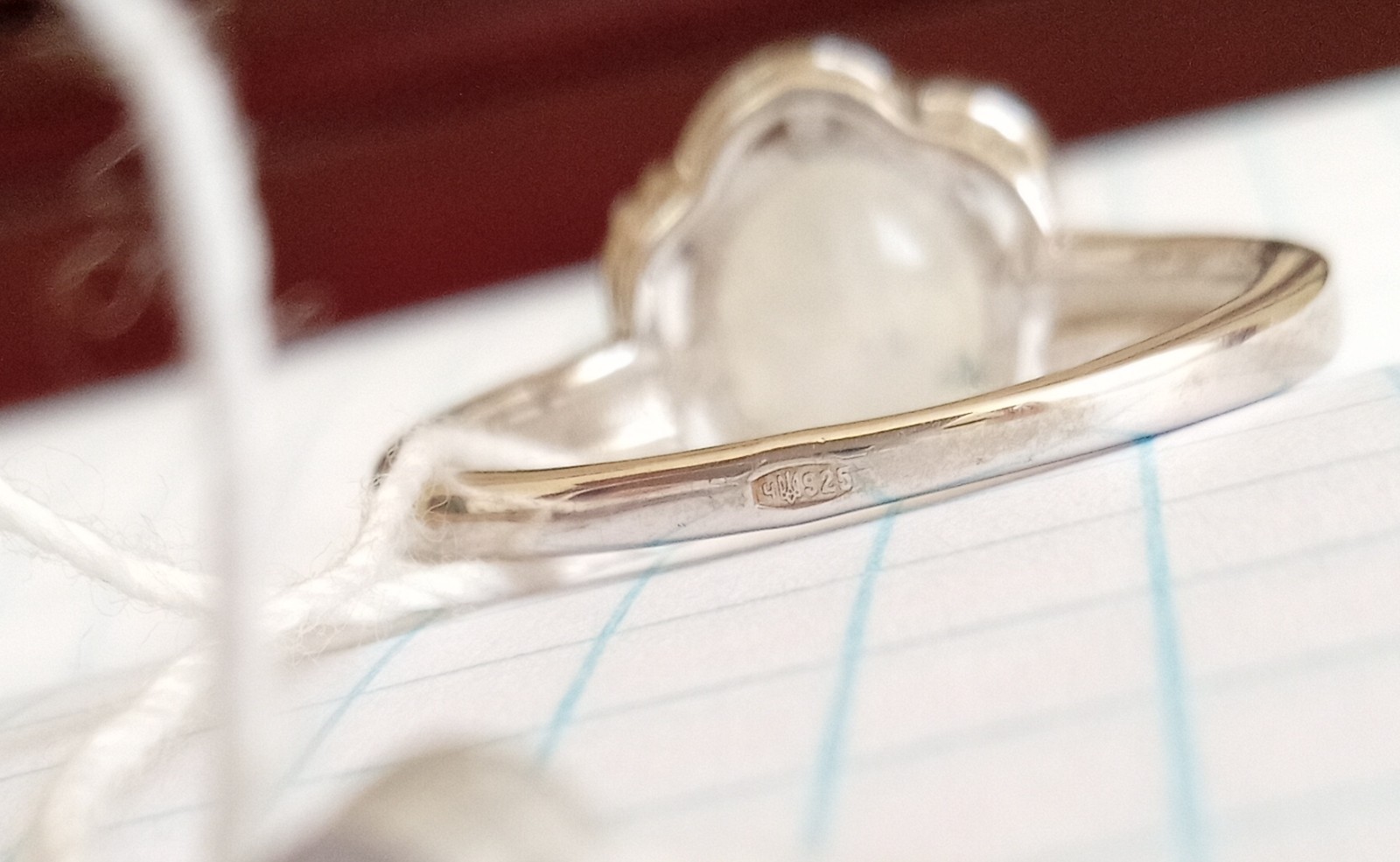 Vintage Ring rainbow adularia stone Sterling Silver 925 Women’s Jewelry size 9