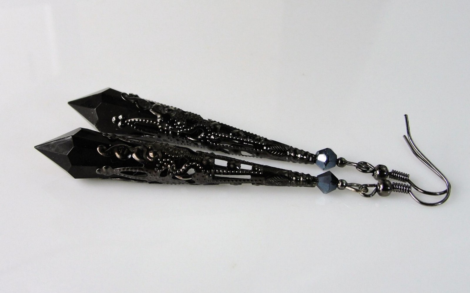 Dark Siam Blood Red or Black AB Czech Crystals Vintage Fashion Gothic Earrings