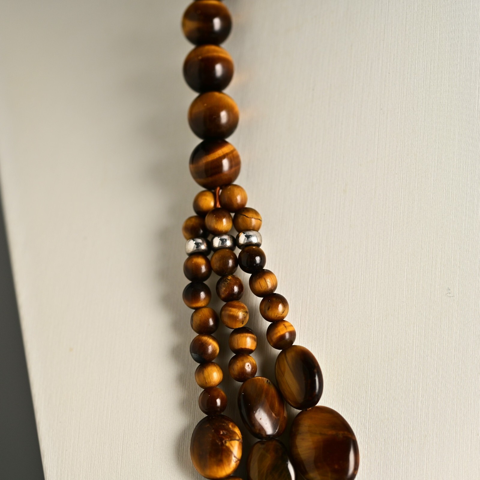 Vintage Original Designer 925 Sterling Silver Tiger Eye Gemstone Estate Necklace