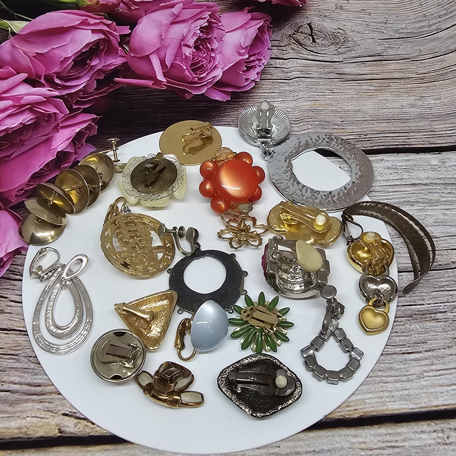 Single Mismatched Vintage Earrings Lot 70’s 80’s Retro Mod Statement Clip On
