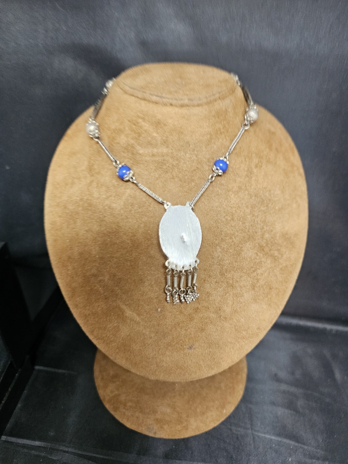 SILVER 800 TURQUOISE NECKLACE VINTAGE JEWELLERY COLLECTABLES GIFT