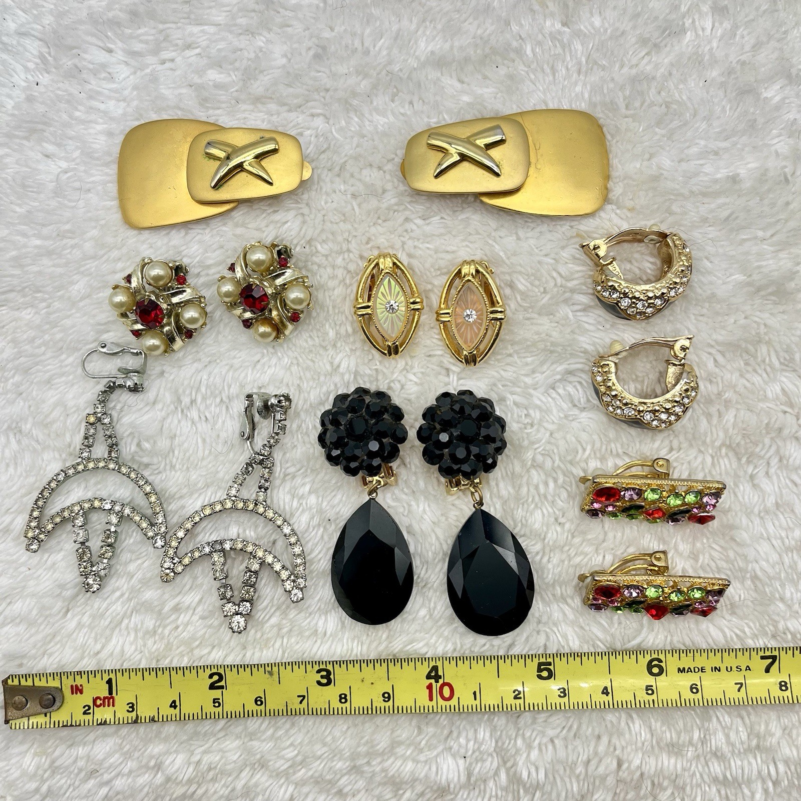 Vintage Earring Lot of 7 Pair Fancy Clip Ons Formal Statement Mixed Styles