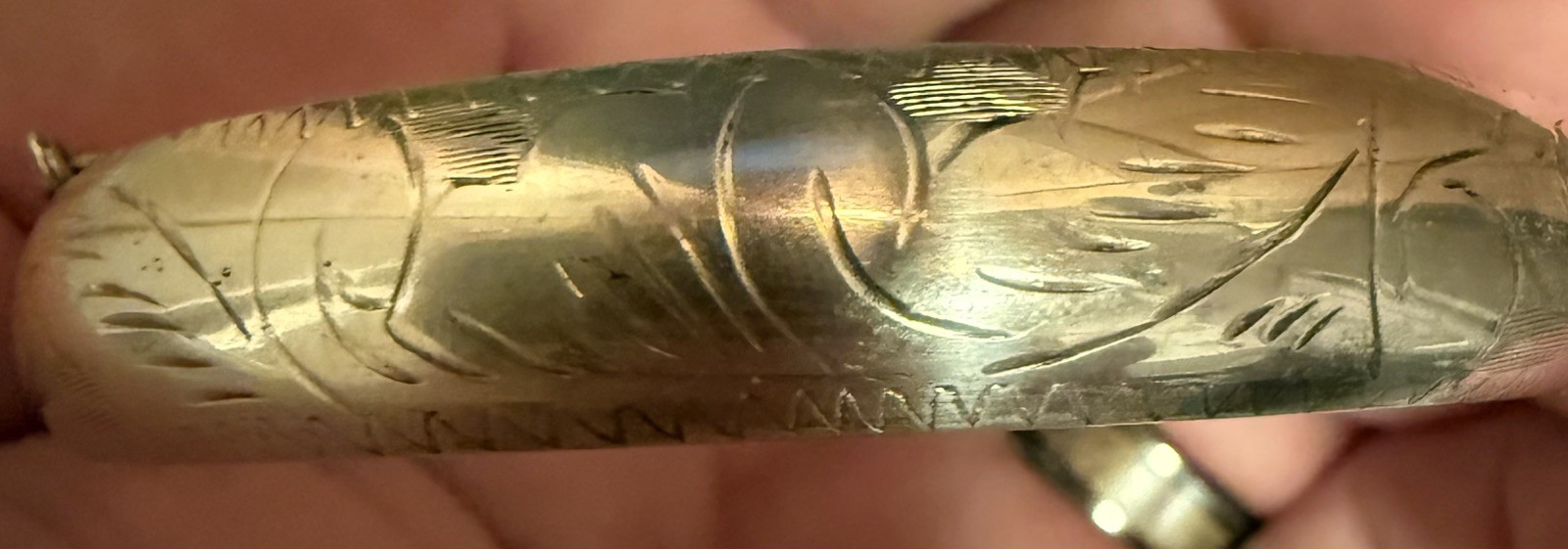 Vintage Silver Hinged Bangle Bracelet With Safety Chain Stamped 925