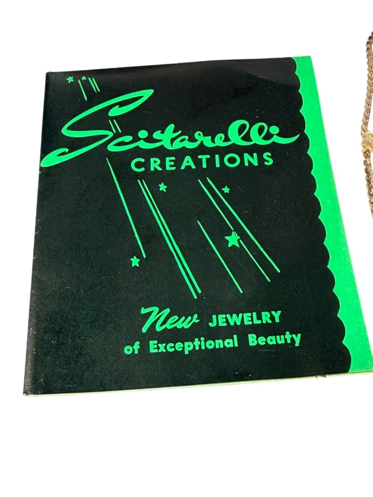 Vintage Gold Electroplate Scitarelli Creations Necklace Earrings Set w Tag & Box