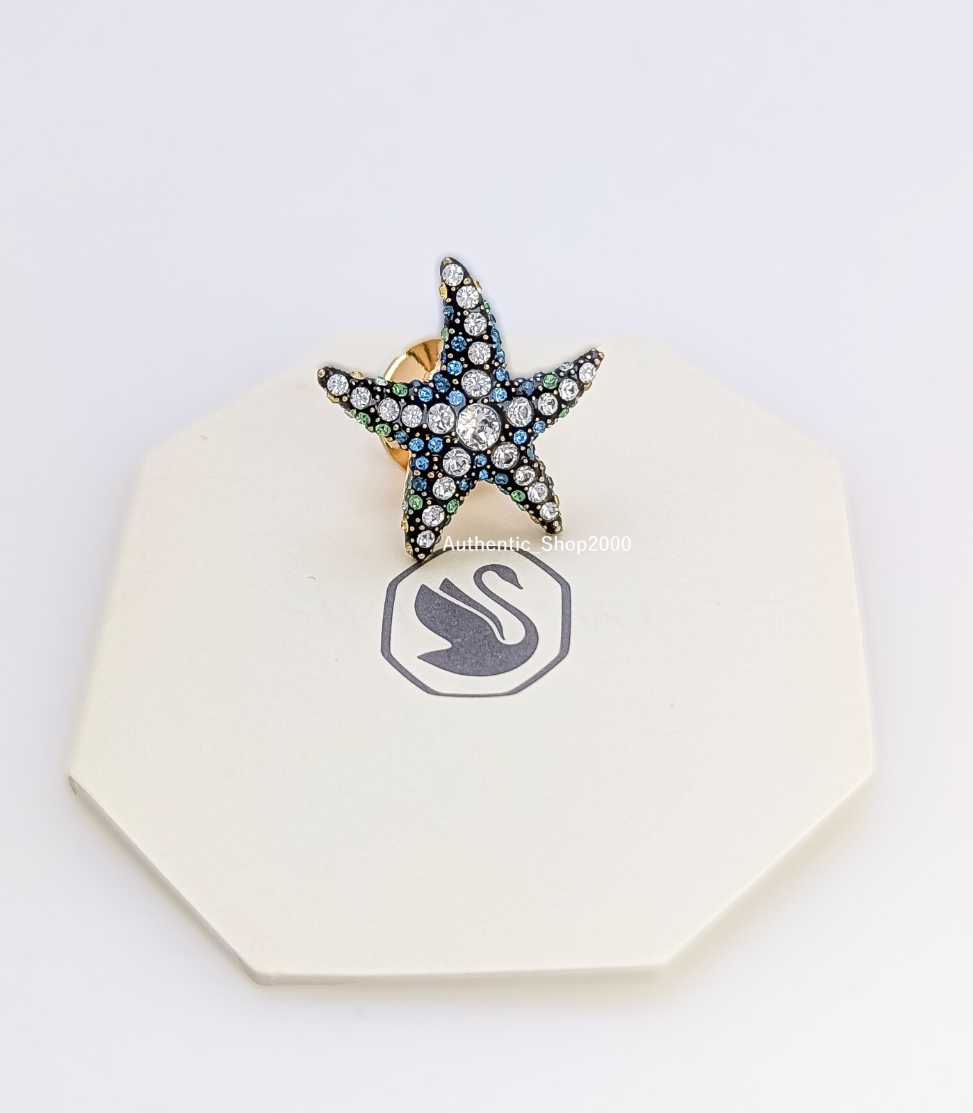 SCS 100% Genuine SWAROVSKI Swan Signed Starfish Brooch Tack Pin Sparkle Crystals