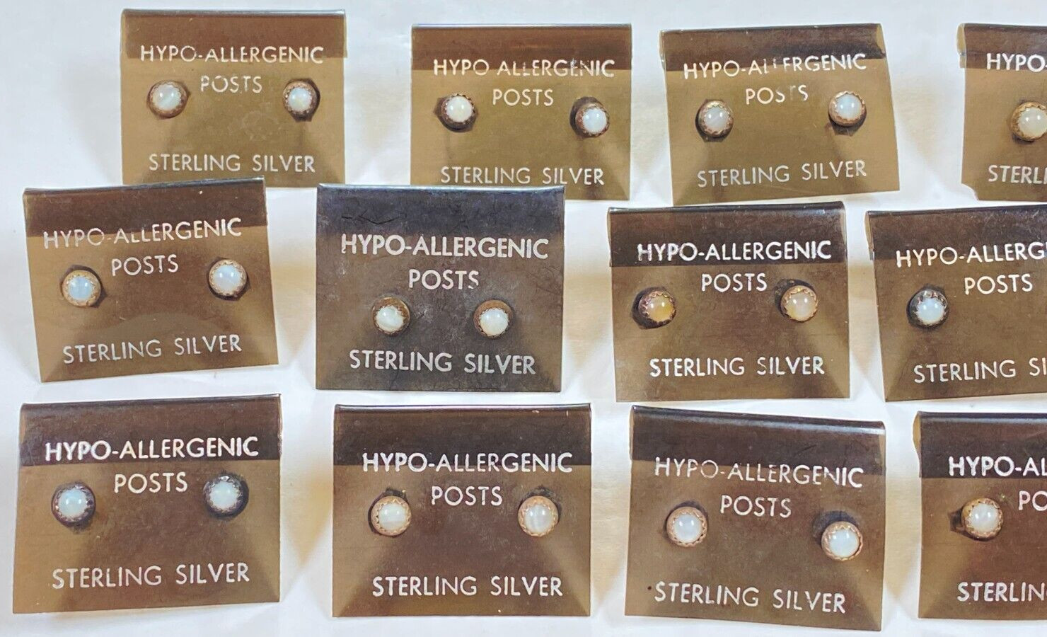 Sterling Silver .925 * White Opal Studs * Vintage 1980’s NOS * Hypoallergenic