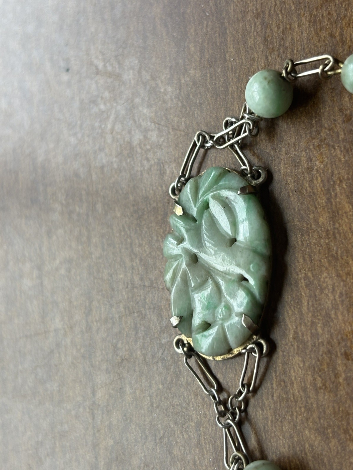 Antique Chinese Old Mine Art Deco Edwardian Jade Carved bracelet