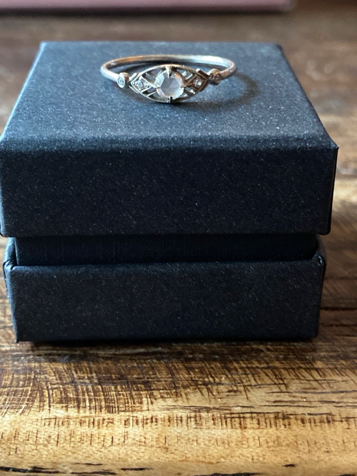 DMD Metal Isadora Ring/with 4mm White Rose Cut Diamond