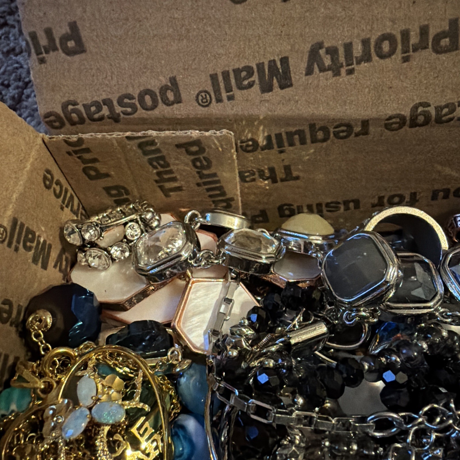 Vintage to Now Jewelry Lot All Wearable Untested. No Junk. Box B8 Rhinestones