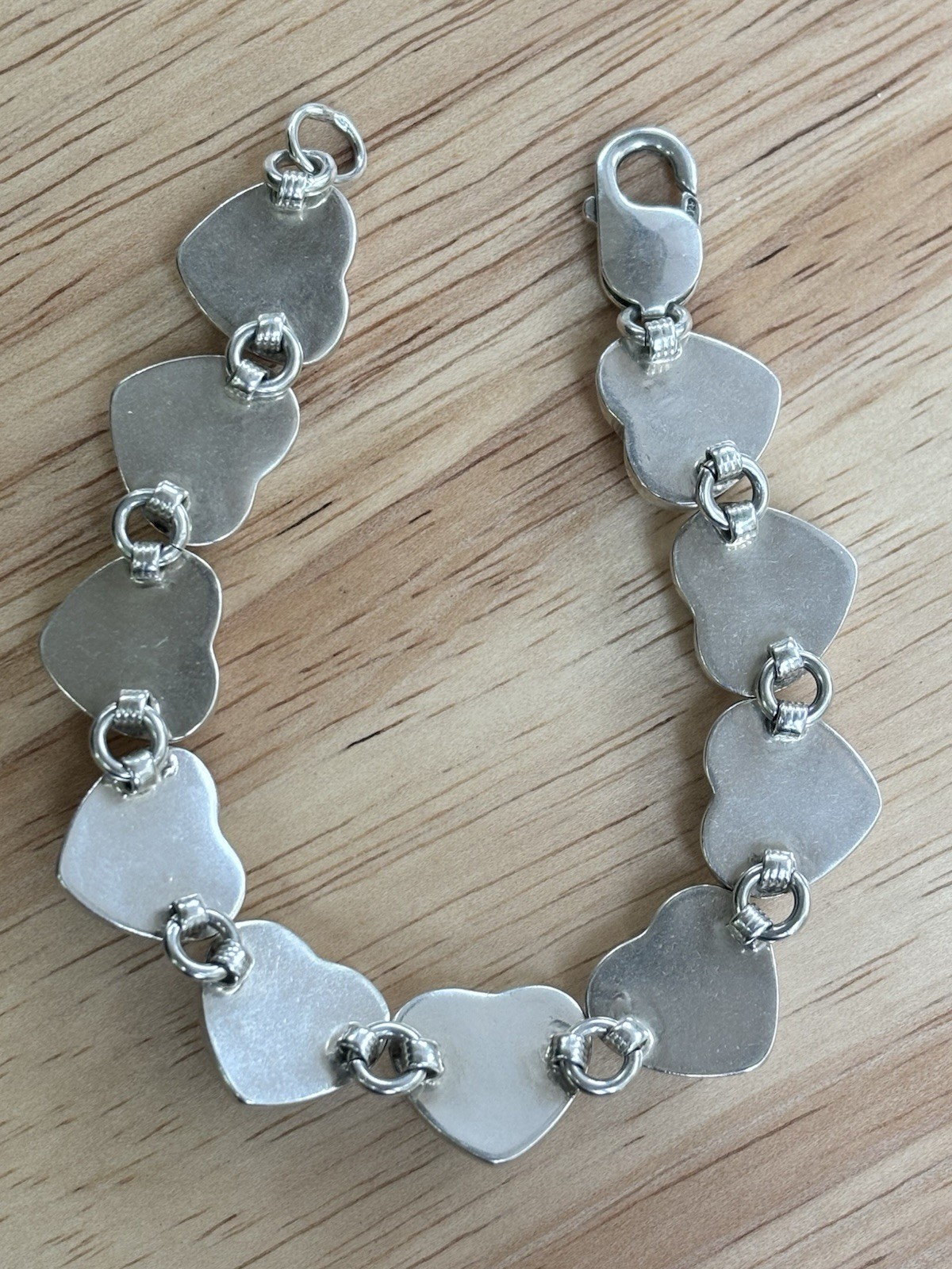 Vintage 935 Silver Multi Gemstone Heart Bracelet 7.5”