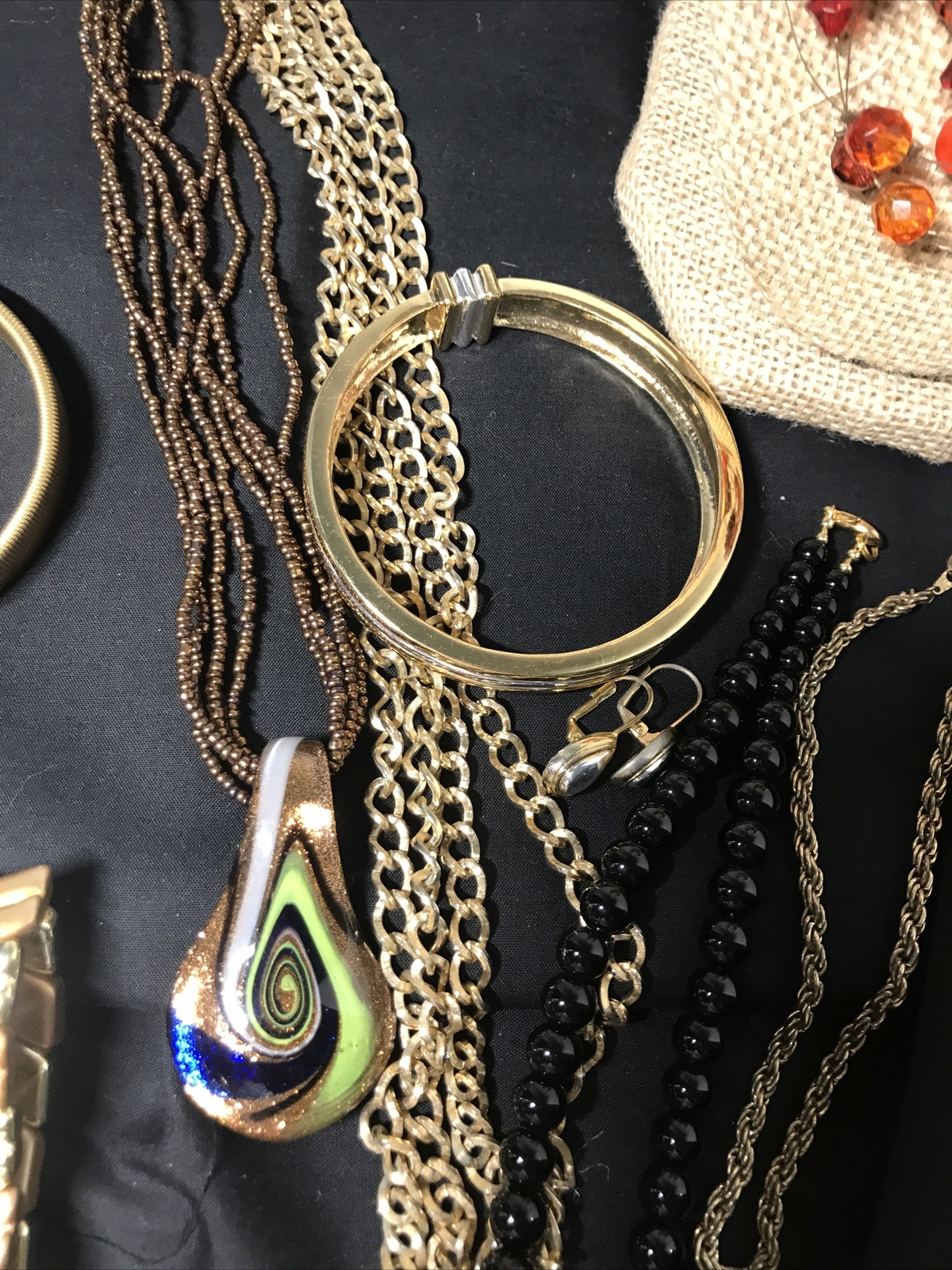 Lot of 10 Assorted Gold Tone Styled Necklace Different Sizes Earrings Bracelet