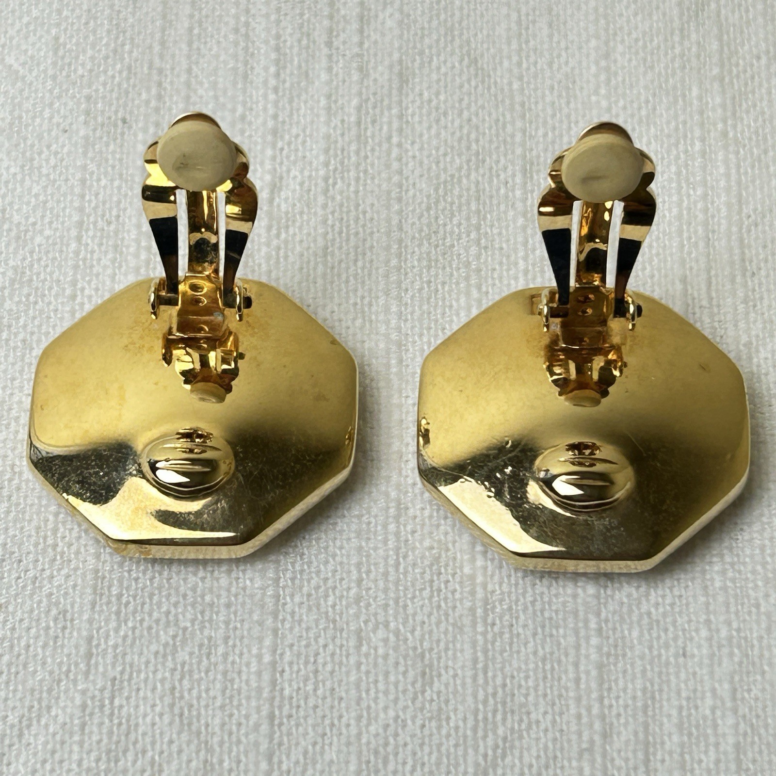 Swarovski Large Clip On Earrings Ruby Red Clear Crystal Gold Tone Octagon S.A.L.