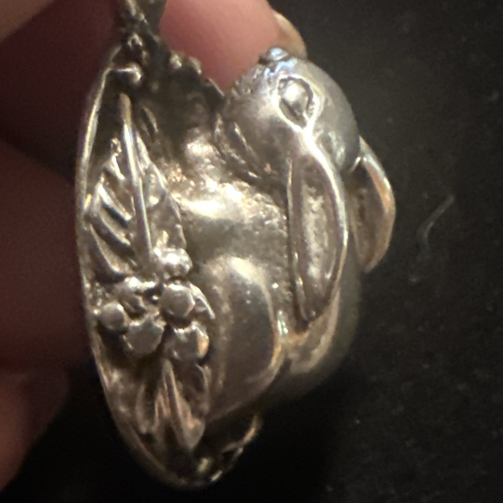 Vintage 925 Carol Felley Style Bunny Spring Pendant On Choker V Neck Necklace