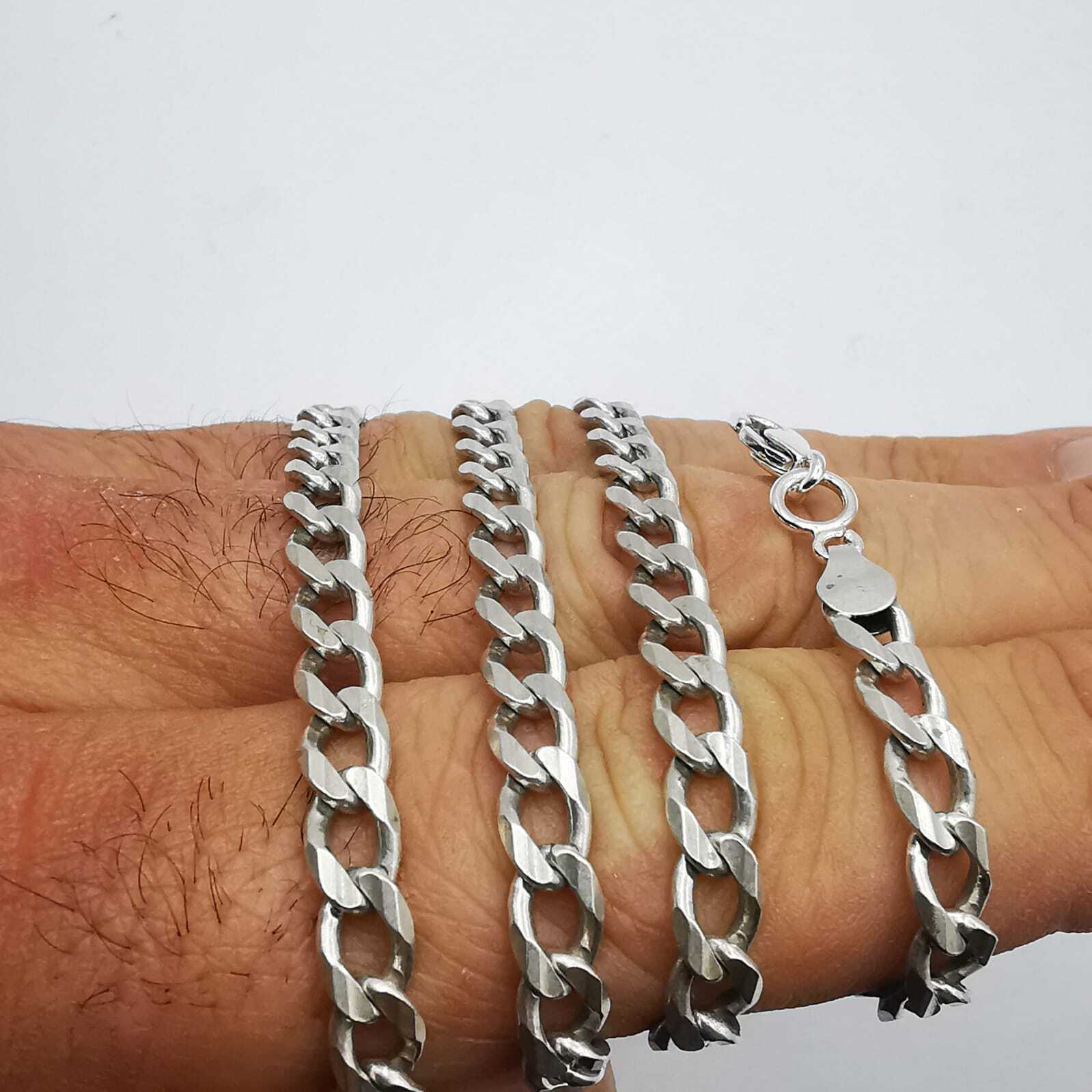 Vintage 925 Sterling Silver 21.3″ Curb Chain Necklace 25.22g Unisex Adult