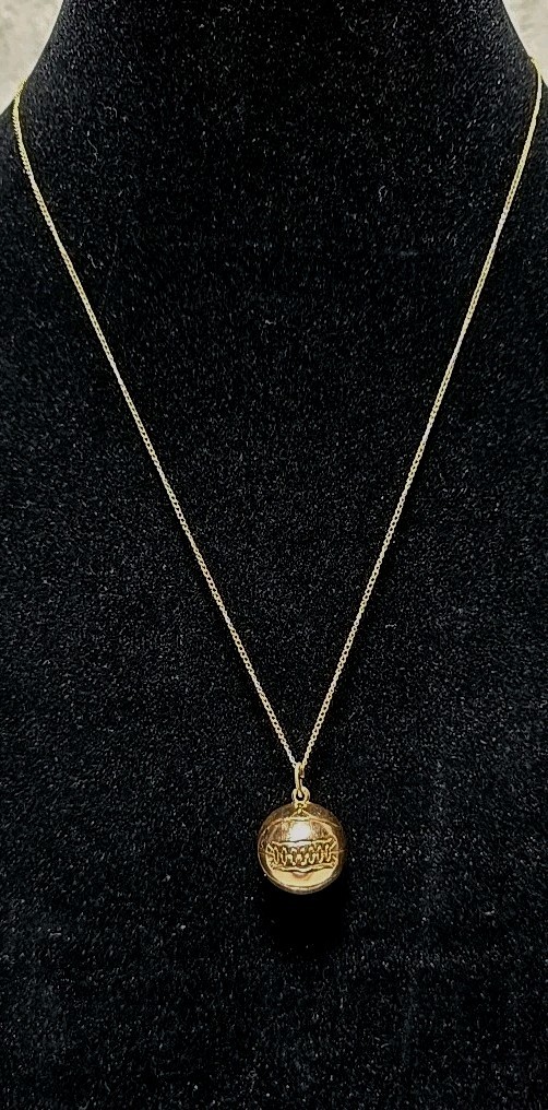 Vintage Gold Filled Basketball Pendant Charm with Chain Necklace 1940s era