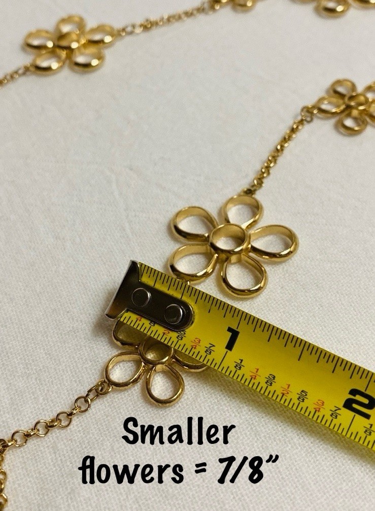 Vintage Gold Tone Multi Flower Chain /Statement Necklace 35” +3.5” Extension