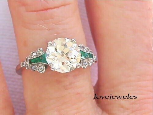 Lab-Created 2.91CT Round Cut Diamond Vintage Art Deco Ring 14K White Gold Finish