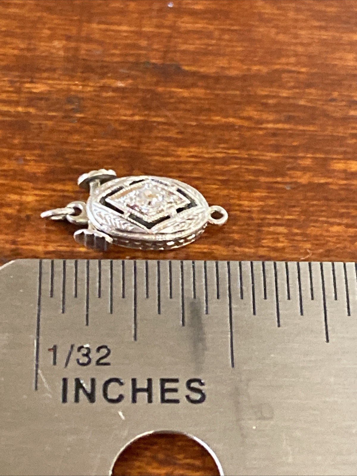 Art Deco Clasp White Gold Diamond Engraved Open Push Box Jewelry Finding