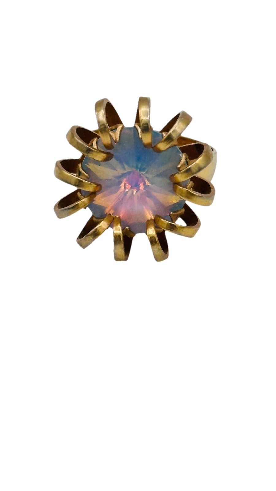 Sara Coventry Mystique Blue Ring Gold Tone Adjustable Vintage Statement