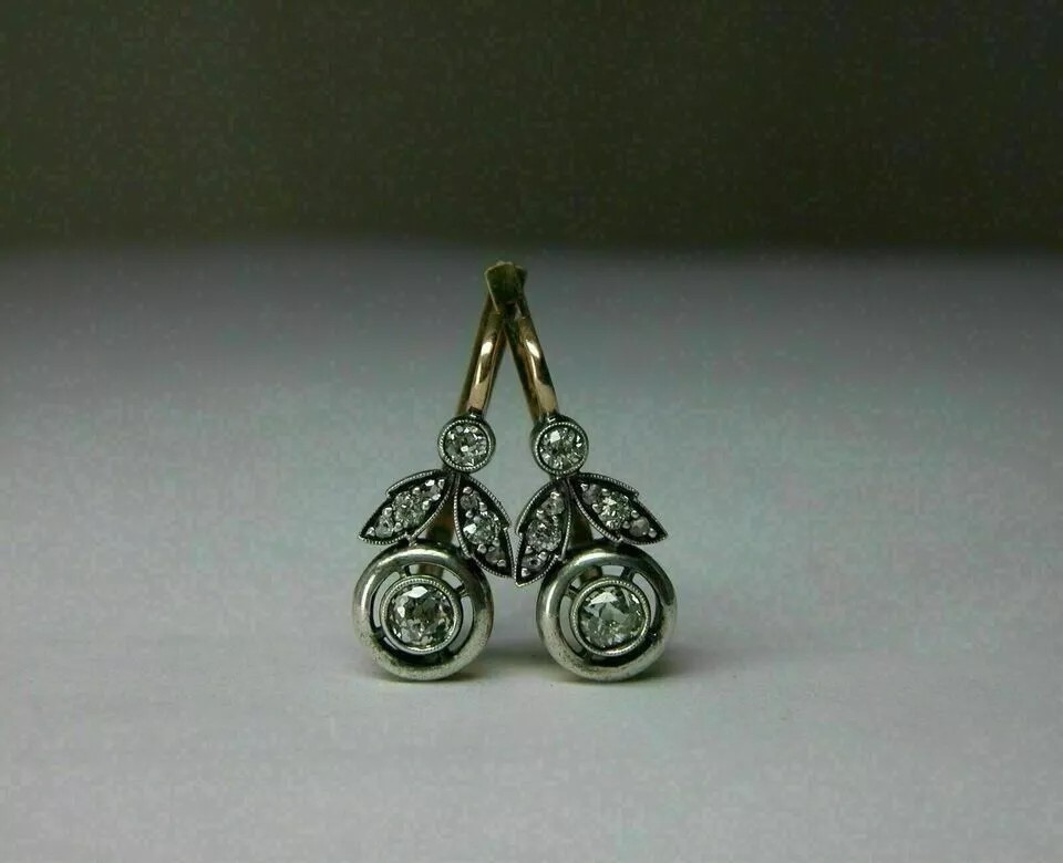 Art Deco Lab Created Diamond Woman’s Party Wear Fancy Earring 14K Yellow Gold FN