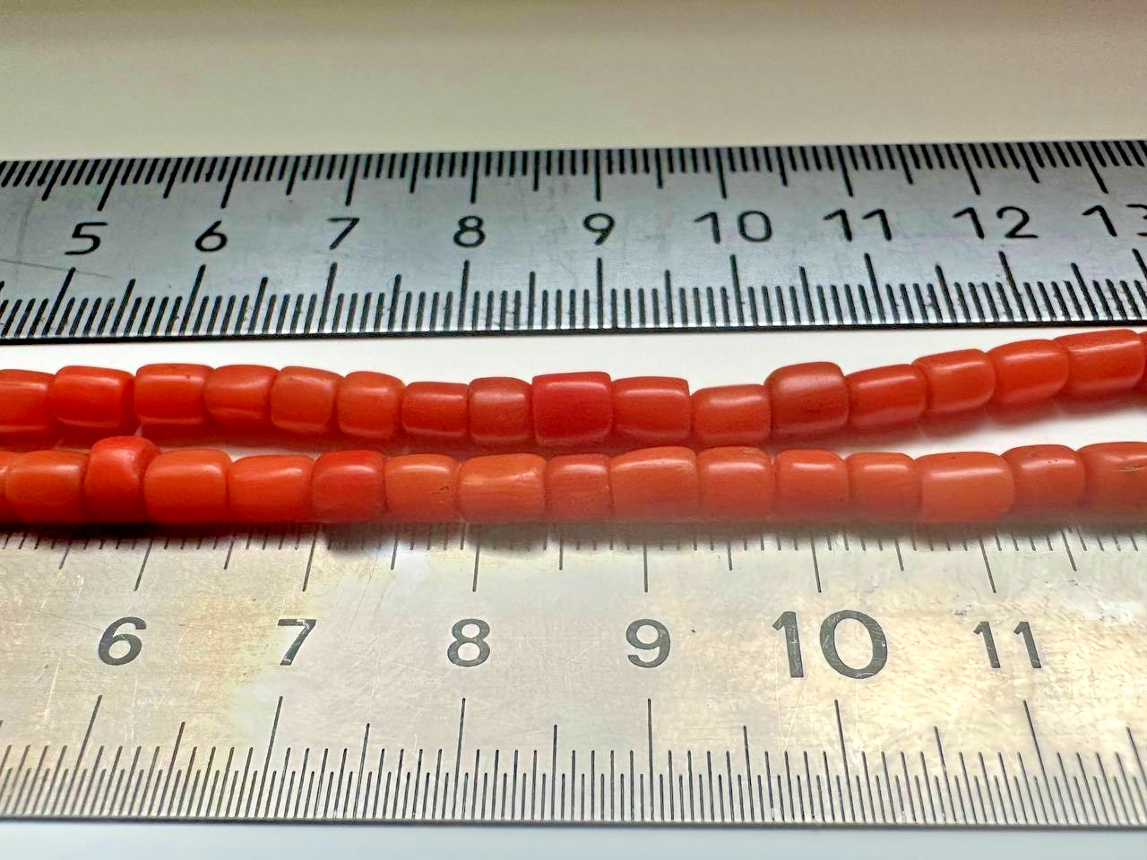 Vintage Natural Red Coral Beads – Triple Strand 11-12 g-188