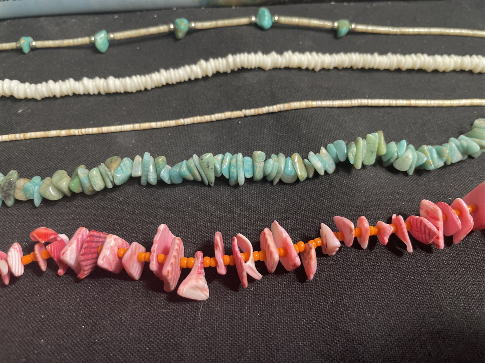 Vintage Shell Stone Strand Necklaces Mixed Lot of 5 Multicolor Unisex Adults 18”