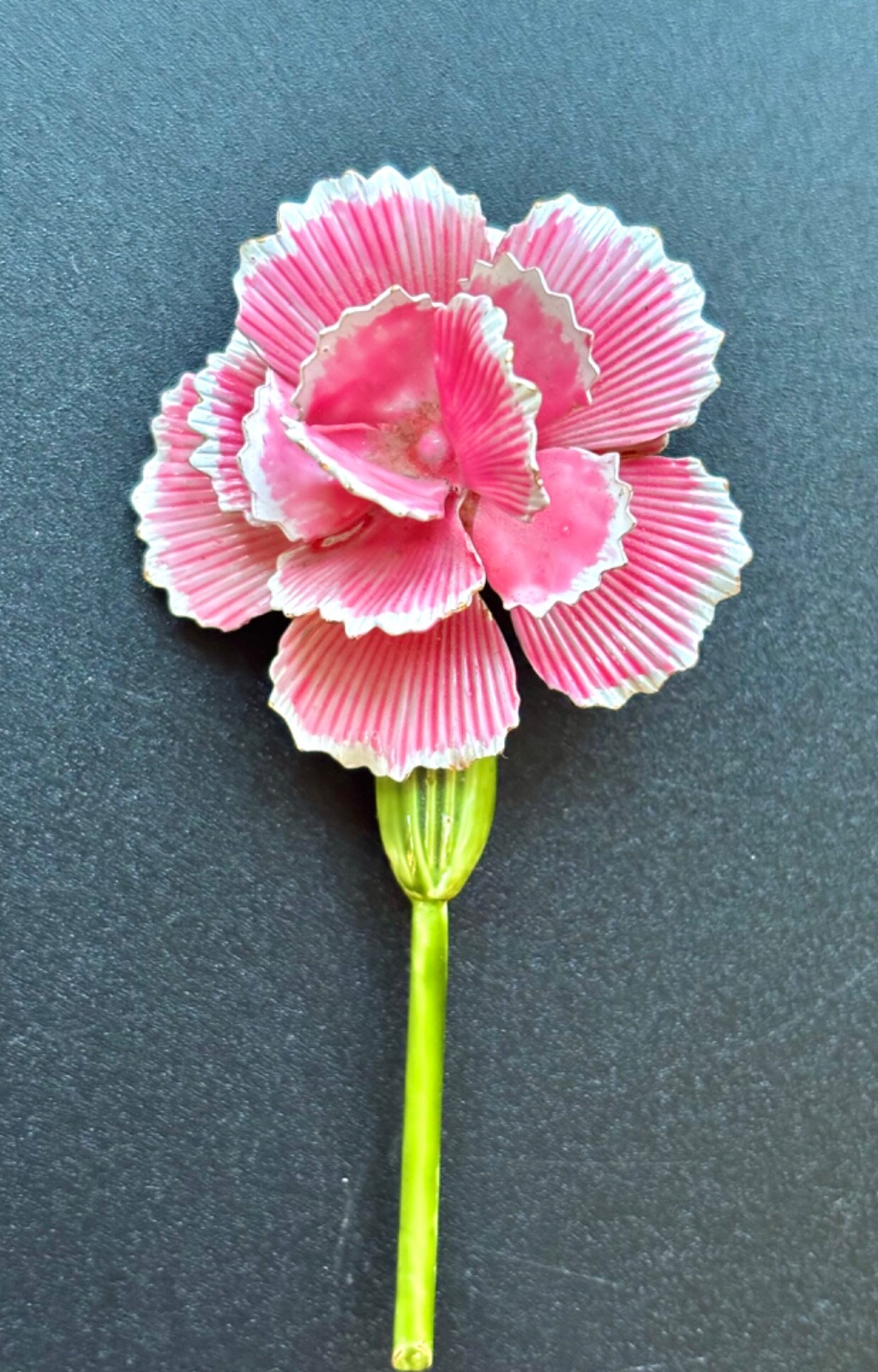 1960s Vintage Signed Original By Robert Pretty Pink Carnation FLOWER BROOCH pin