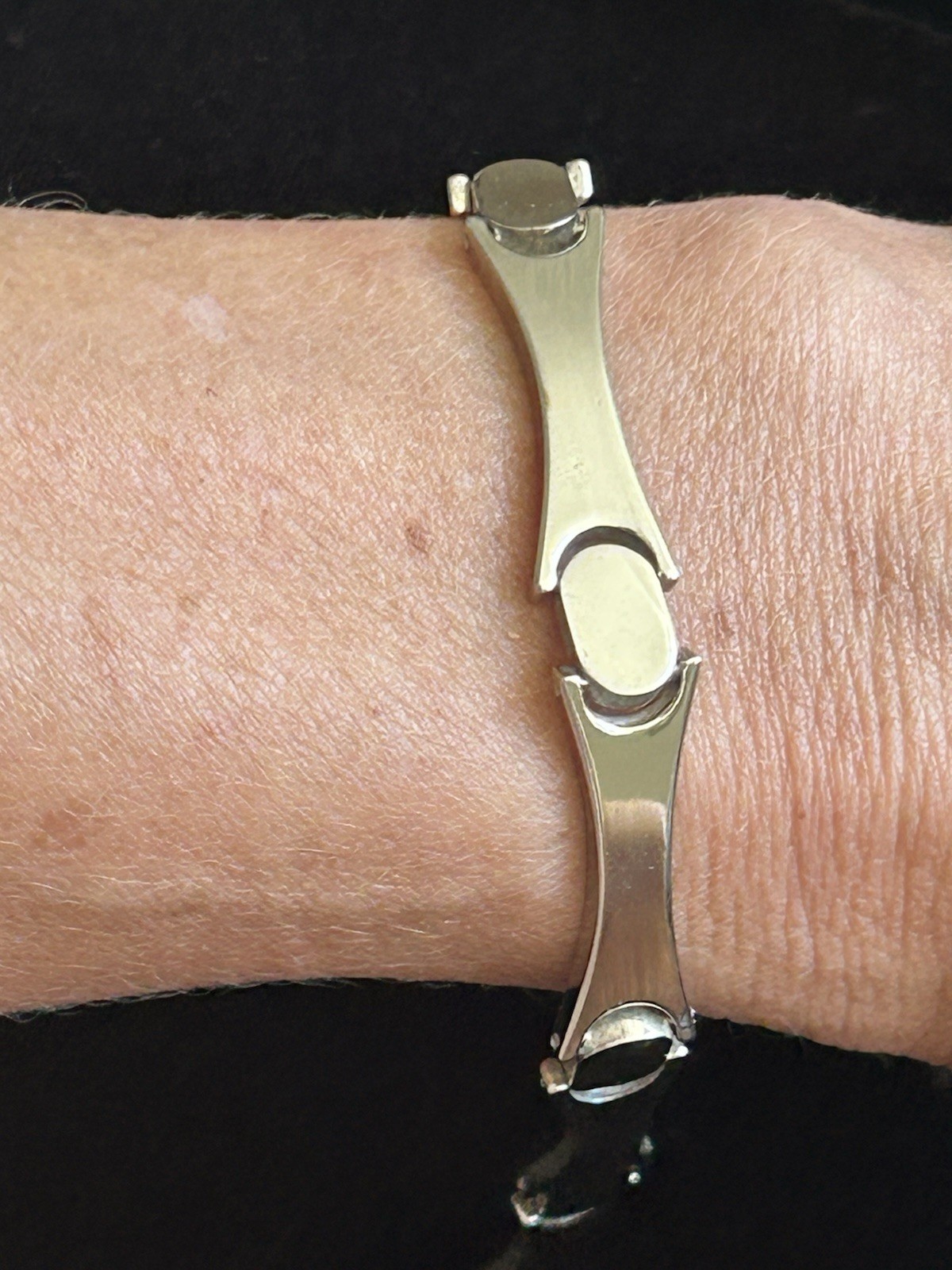 Vintage Taxco Sterling Silver Polished Geometric Bracelet 7.5 Inches 24 Grams