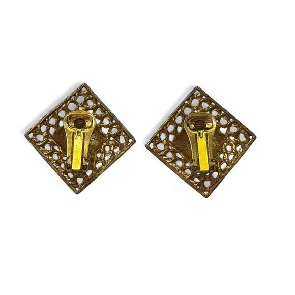 Vintage clip on Square gold and silver earrings