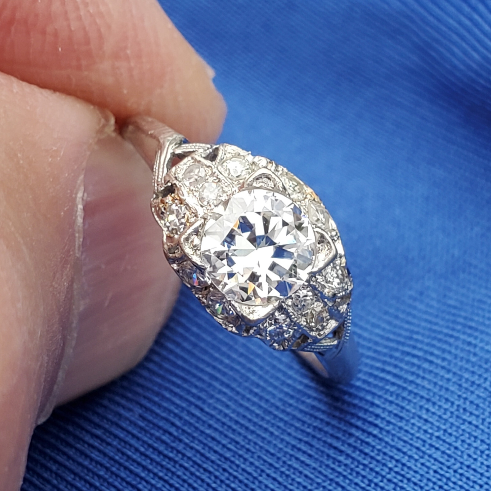 Original EARTH MINED DIAMOND Deco Engagement Ring Vintage PLATINUM Solitaire 6