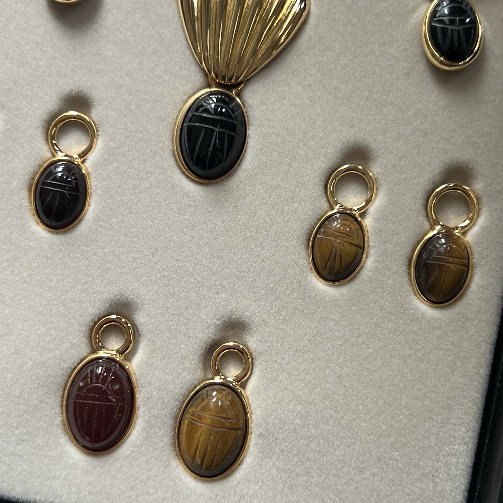Vintage QVC Interchangeable Scarab Necklace and Earrings Set