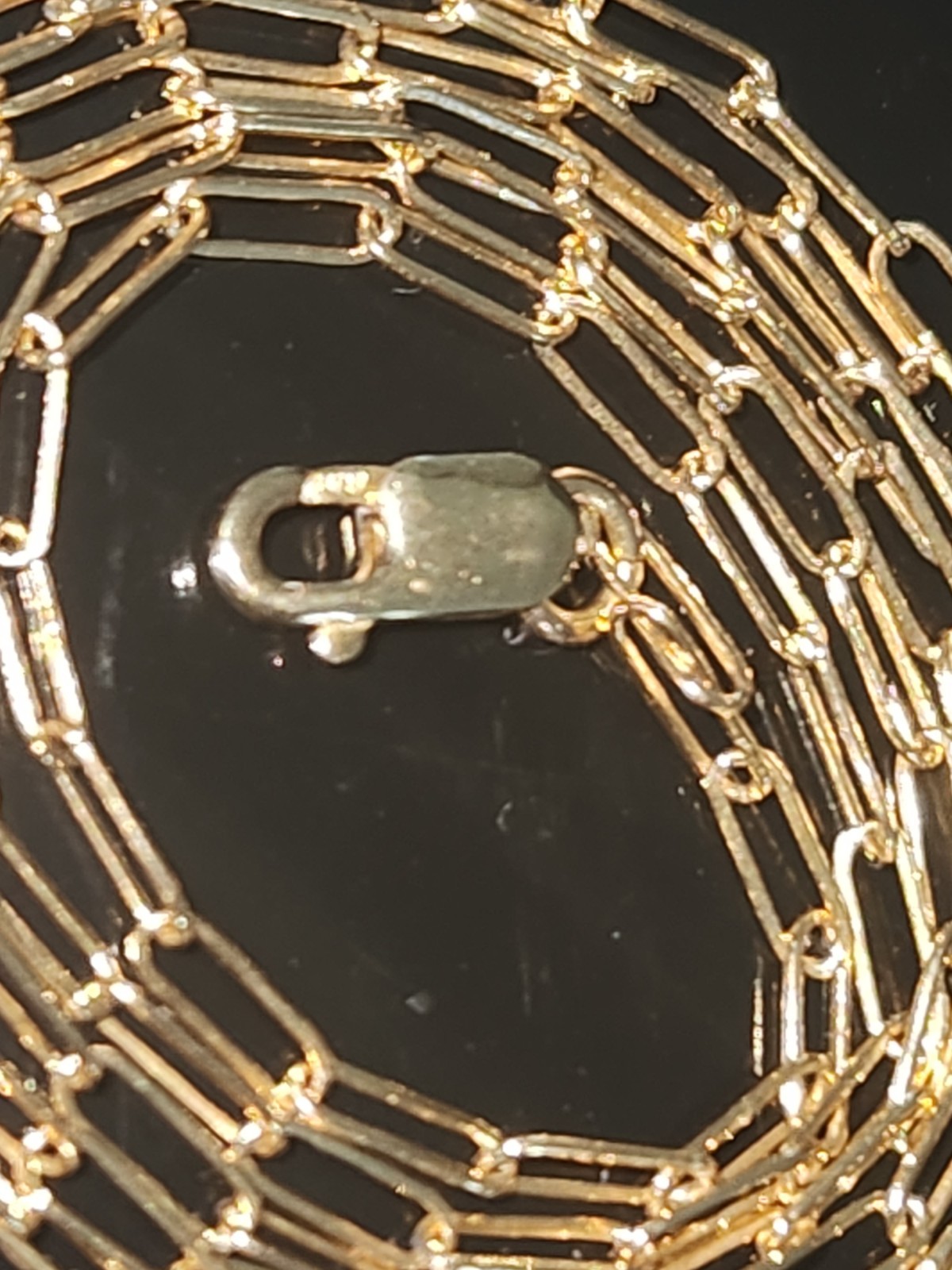 VTG 14K GOLD FILLED PAPERCLIP CHAIN ELONGATED LINKS LOBSTER CLOSURE NECKLACE 22″