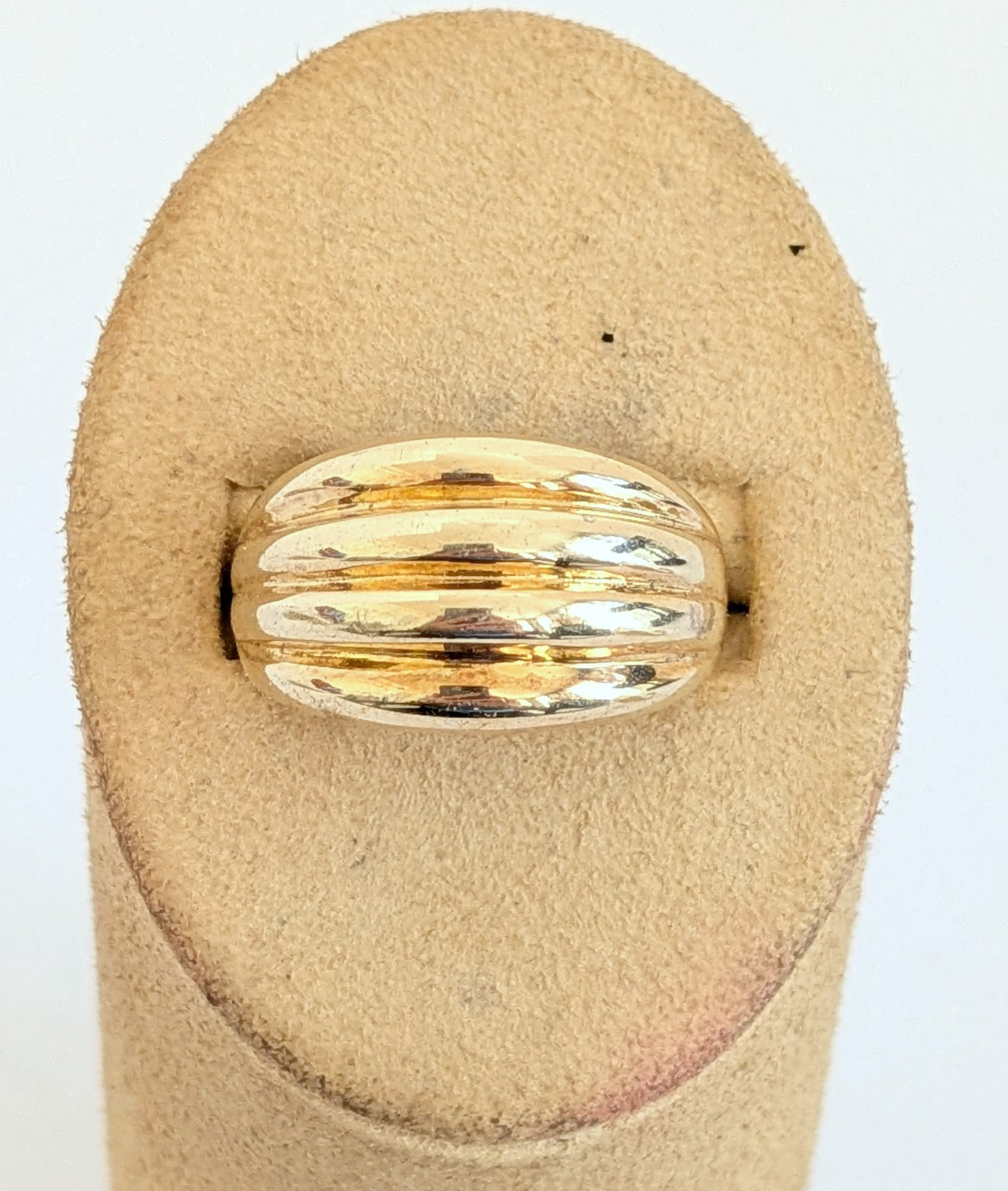 Vintage Avon RJ Gold Plated Ribbed Dome Ring Adjustable 8-9