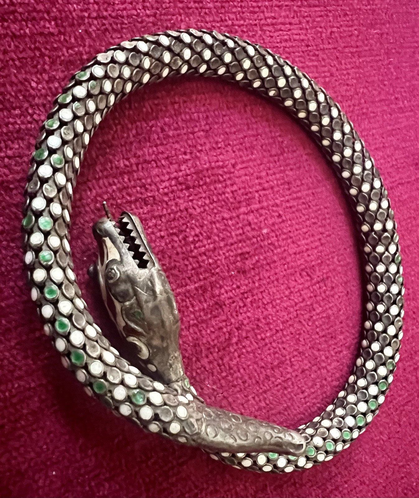 FABULOUS RARE ANTIQUE WHITING DAVIS ENAMELED WRAP SNAKE BRACELET.
