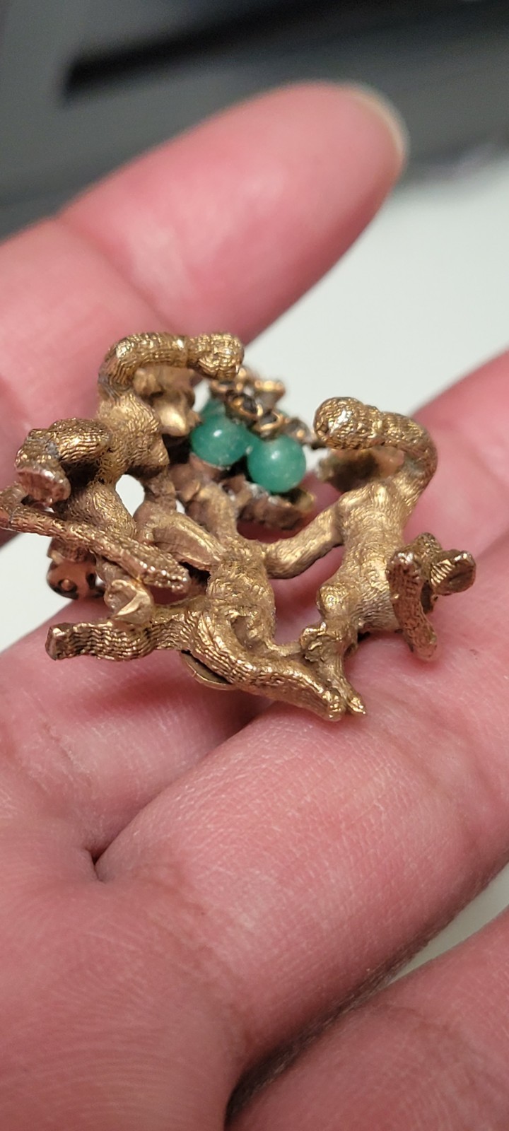Antique Rare De Nicola Mystical Creature Faux Gem Pendant Brooch