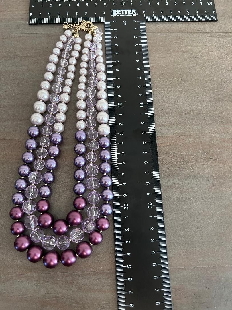 Necklace Pearl Beaded Layered Statement Multi Strand Purple Lilac Spring Summer