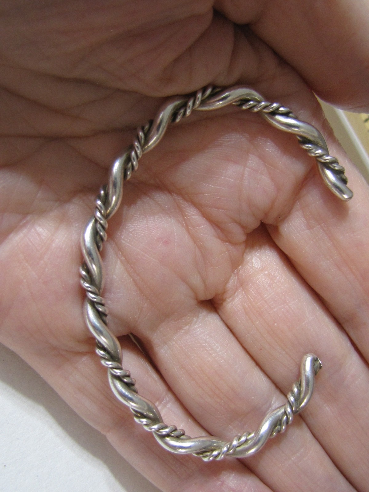 Vintage Sterling Silver Cuff Bracelet Minimalist Southwest Stackable Twist Rope
