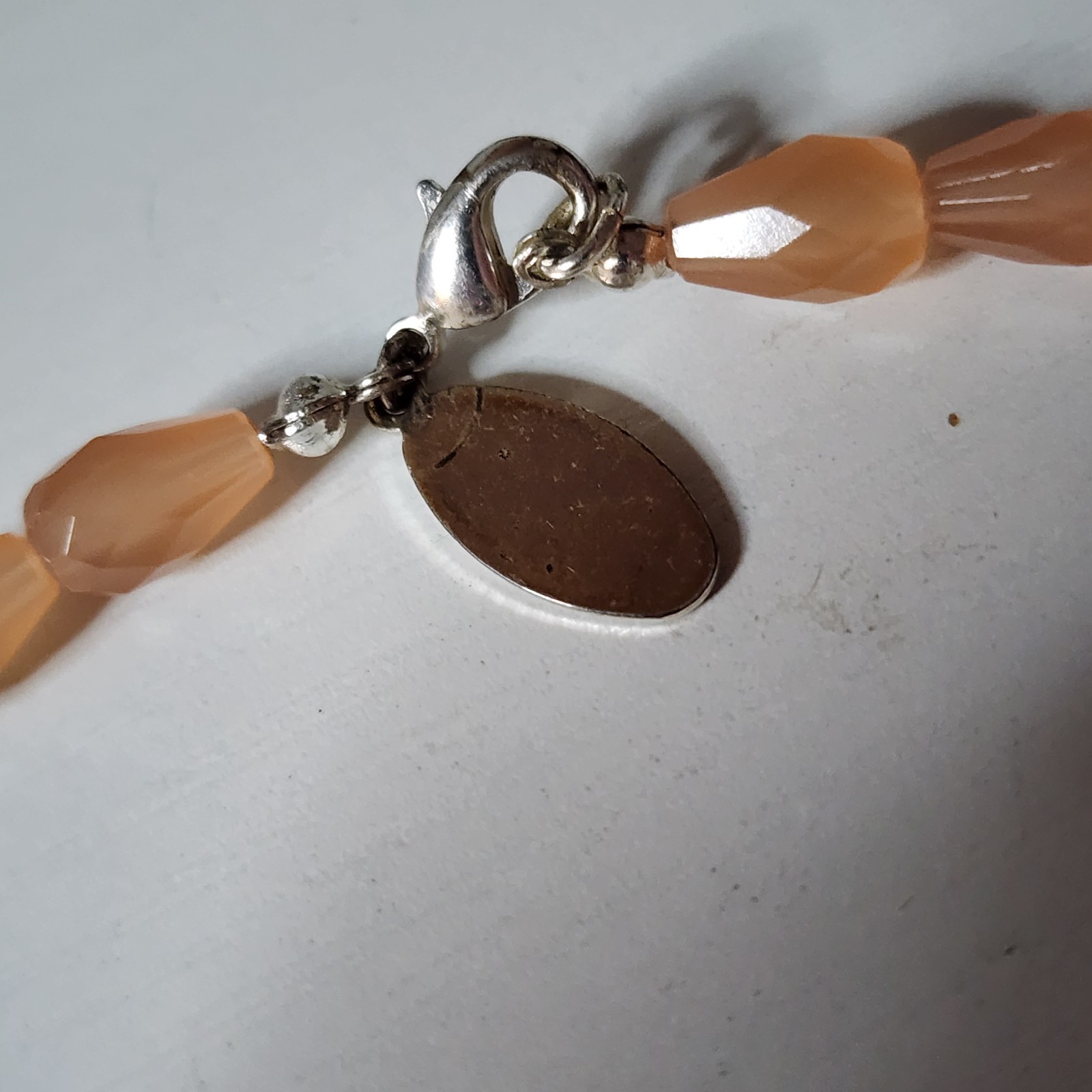 Signed mark. Orange Faux Crystals Necklace Estate Statement Beads