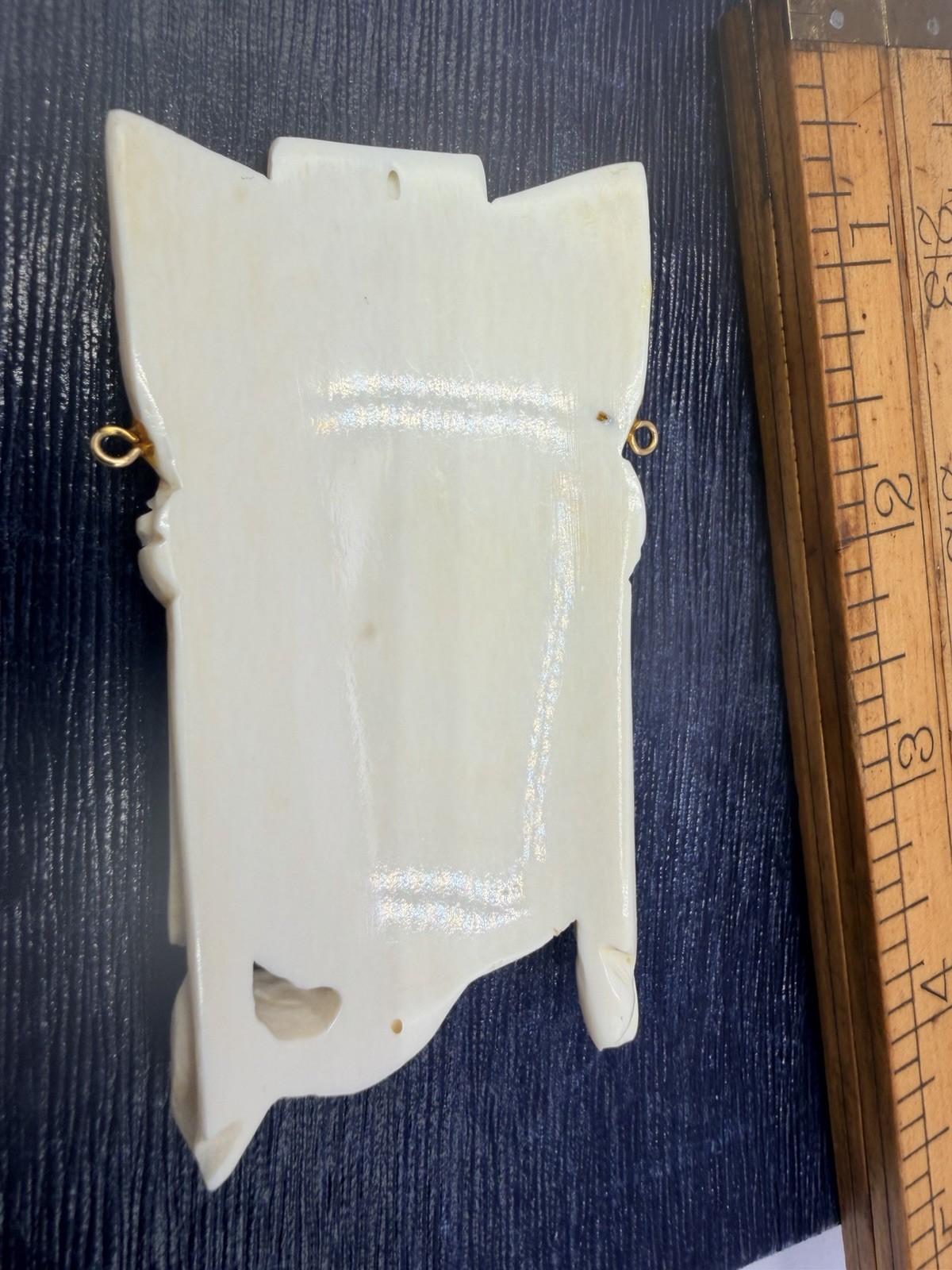 Carved Bleached Cow Bone Face Pendant Findings Vintage RO-DO Rosemary G NOS