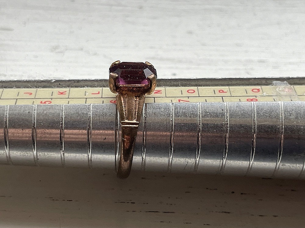 Art Deco Tombac Violet Crystal Ring – Size M