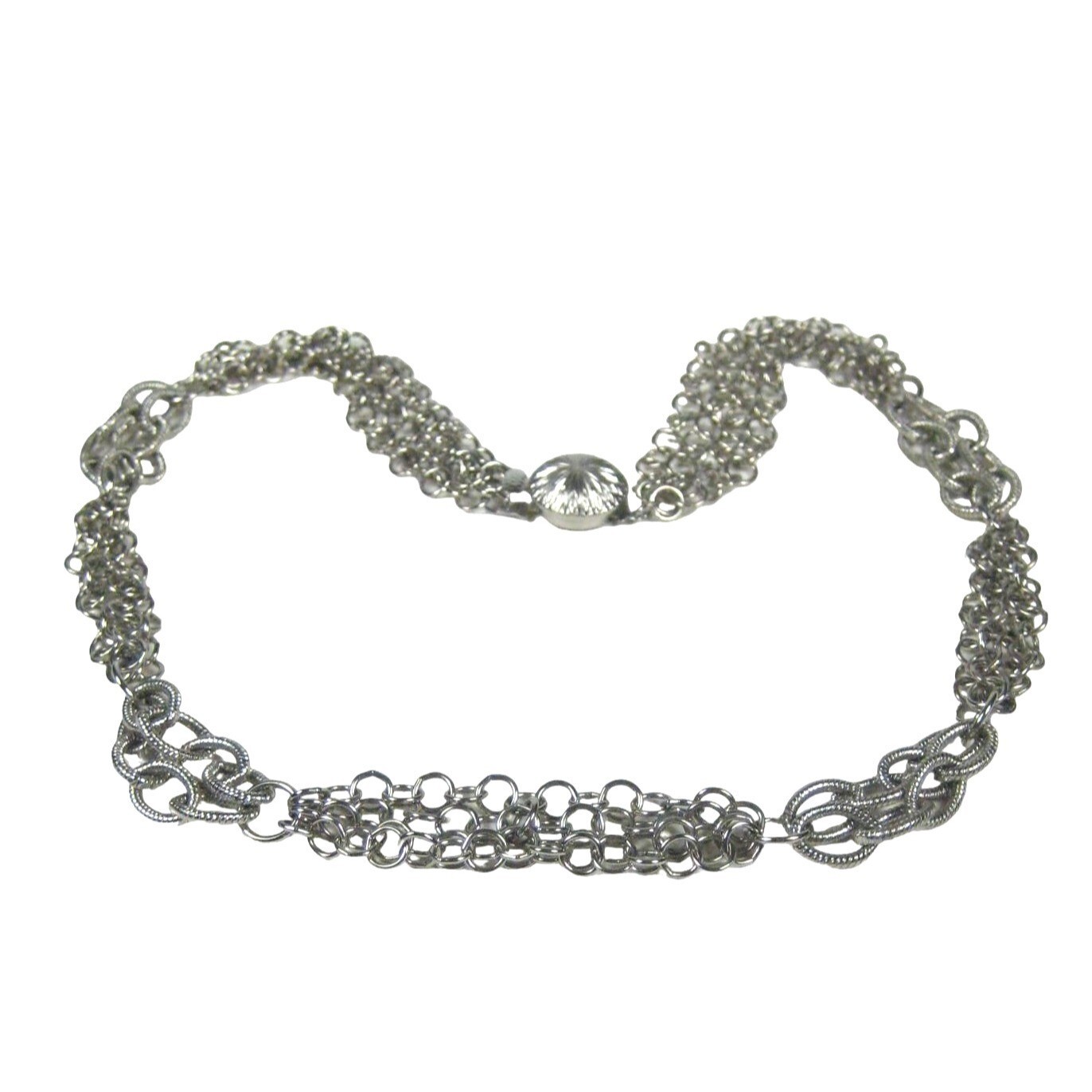 Silvertone Chain Necklace 25 In Multi Strand Statement Box Vintage 60s 70s