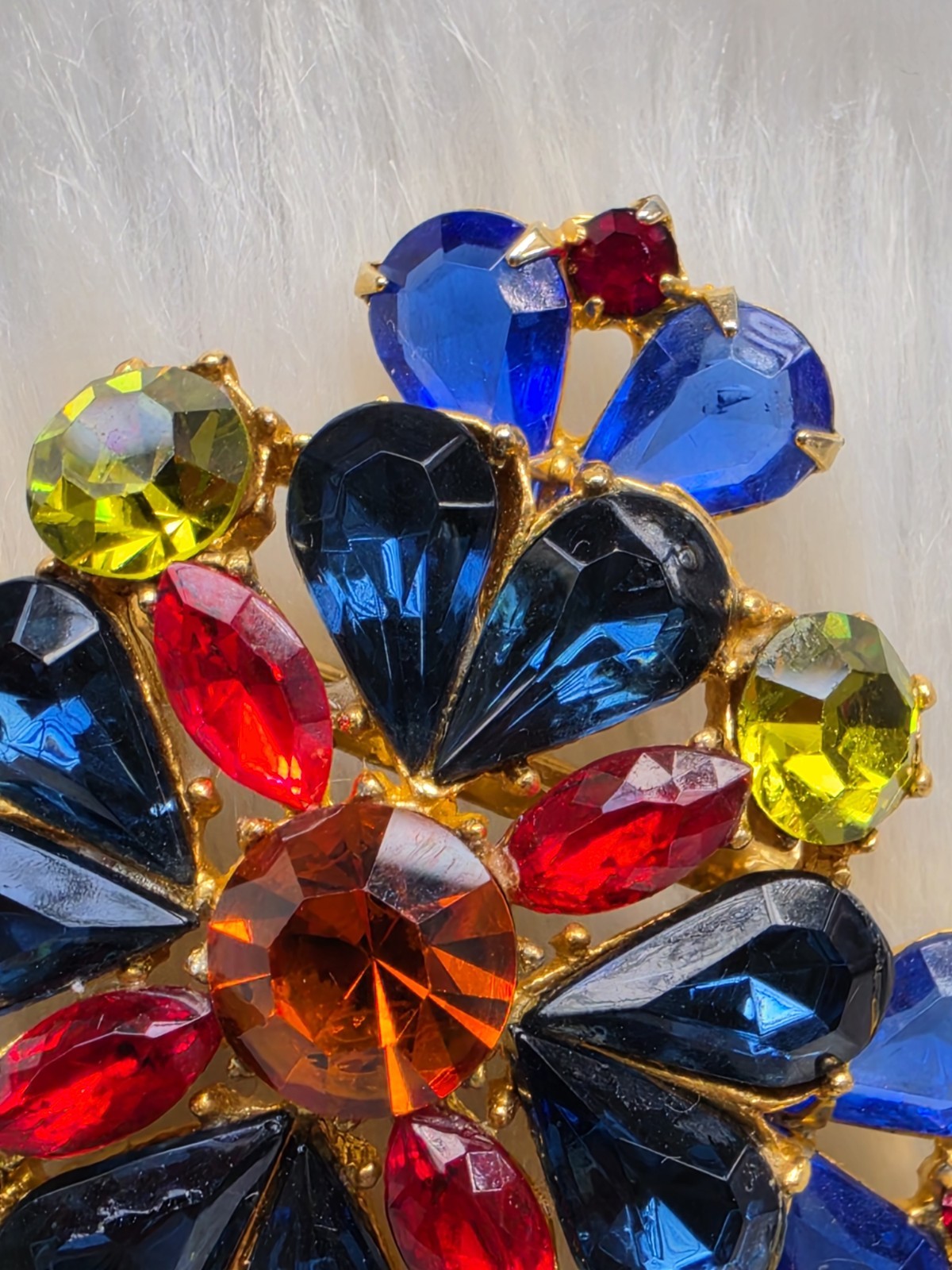 Vintage Signed Edlee Maltese Cross Brooch Multicolor Rhinestones Statement