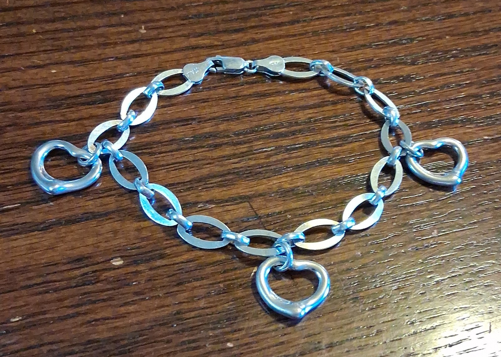 Vintage Sterling Heart Charm 8″ Chain Bracelet 13g See Pics/Description