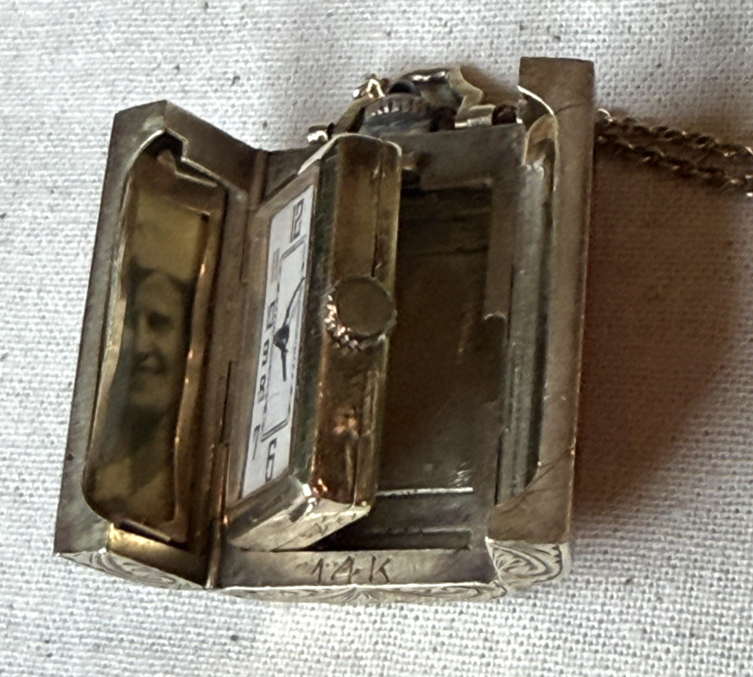 Art Deco 14k Enamel Pendant Watch