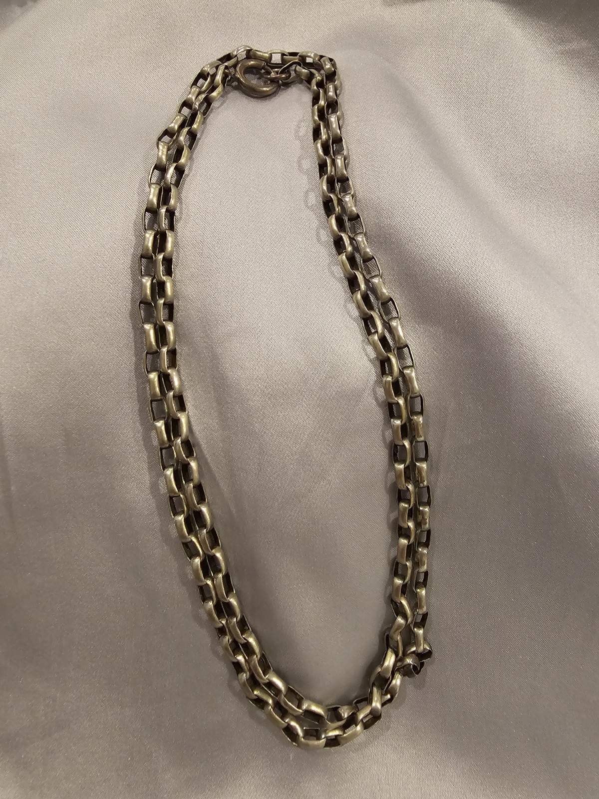 Antique 925 Sterling Silver 26″ Rectangle Link Chain Necklace