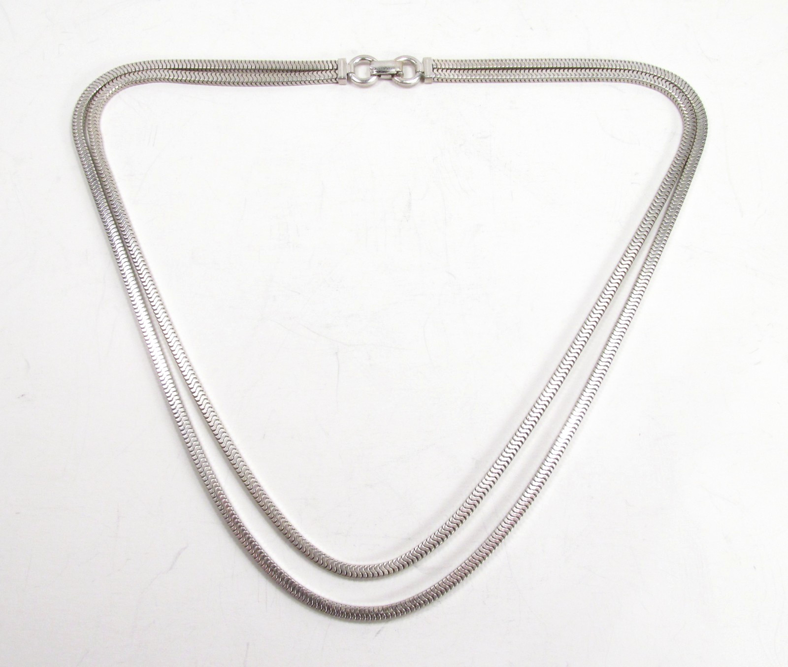 Vintage Forstner USA Sterling Silver Square Snake Chain Choker Necklace 15-3/4″
