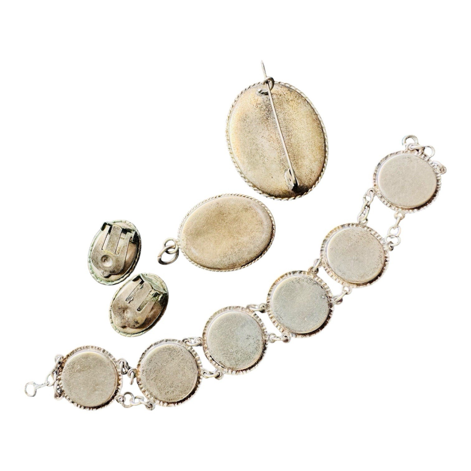Vintage Alfano Brazil Butterfly Wing Jewelry Set Estate Find