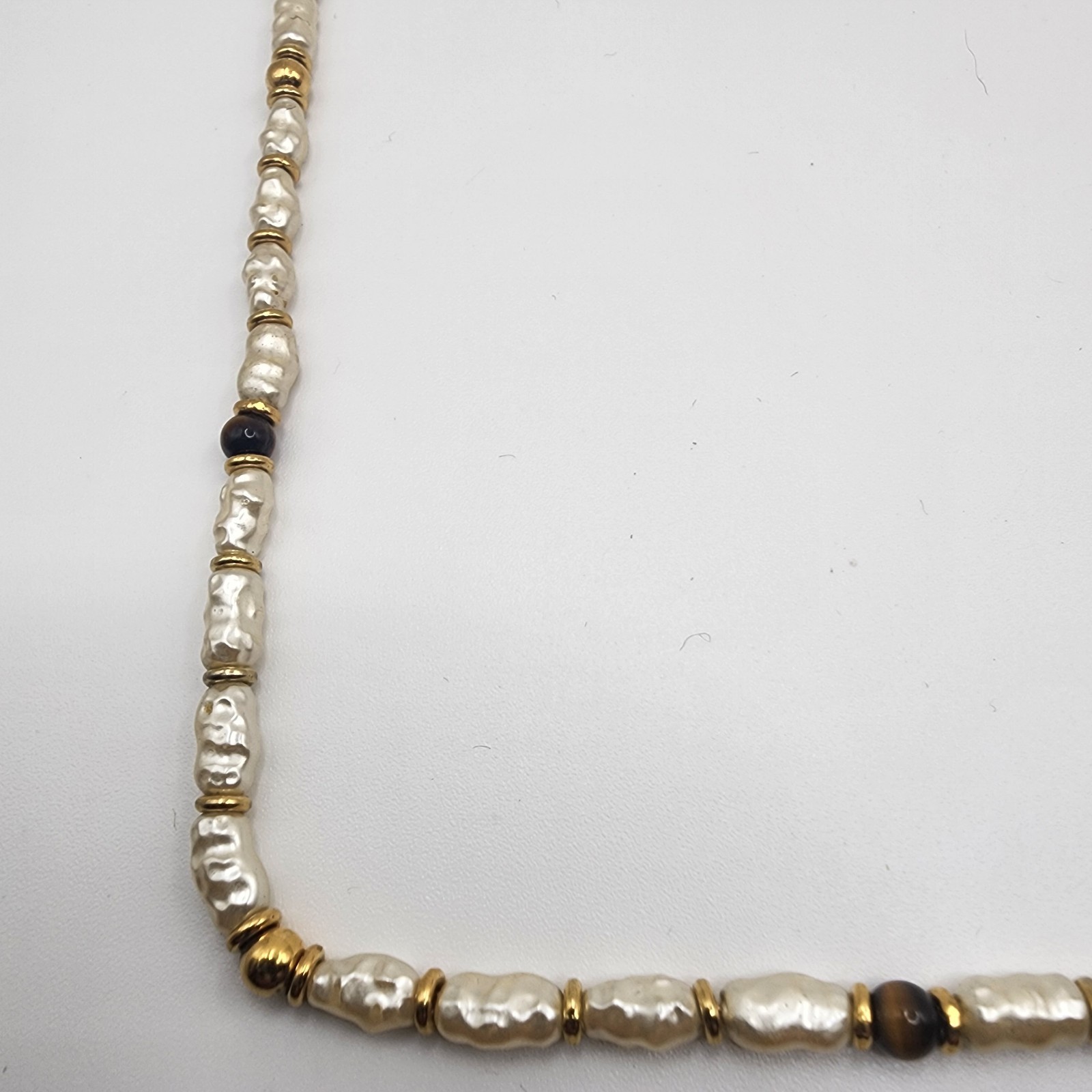Vintage Signed Napier Women’s Necklace Gold Tone With Beads 30″